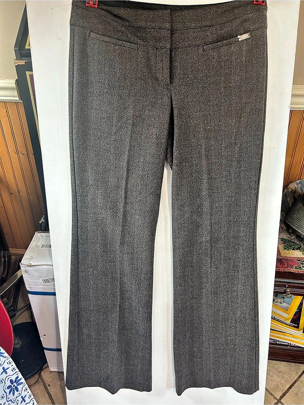 Express Editor Mid Rise Flare Leg Pants Flare Leg Pants in Gray Size 8